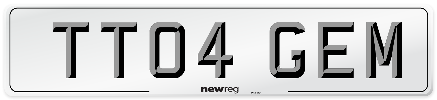 TT04 GEM Number Plate from New Reg